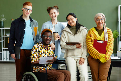 A group photo of people smiling